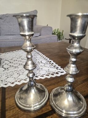 Silver Finish Decorative Candlestick Pair - Home Accents